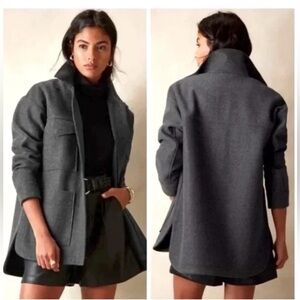 BANANA REPUBLIC M Gray Button up Shacket Jacket 4 Pocket Collar Casual Outdoor